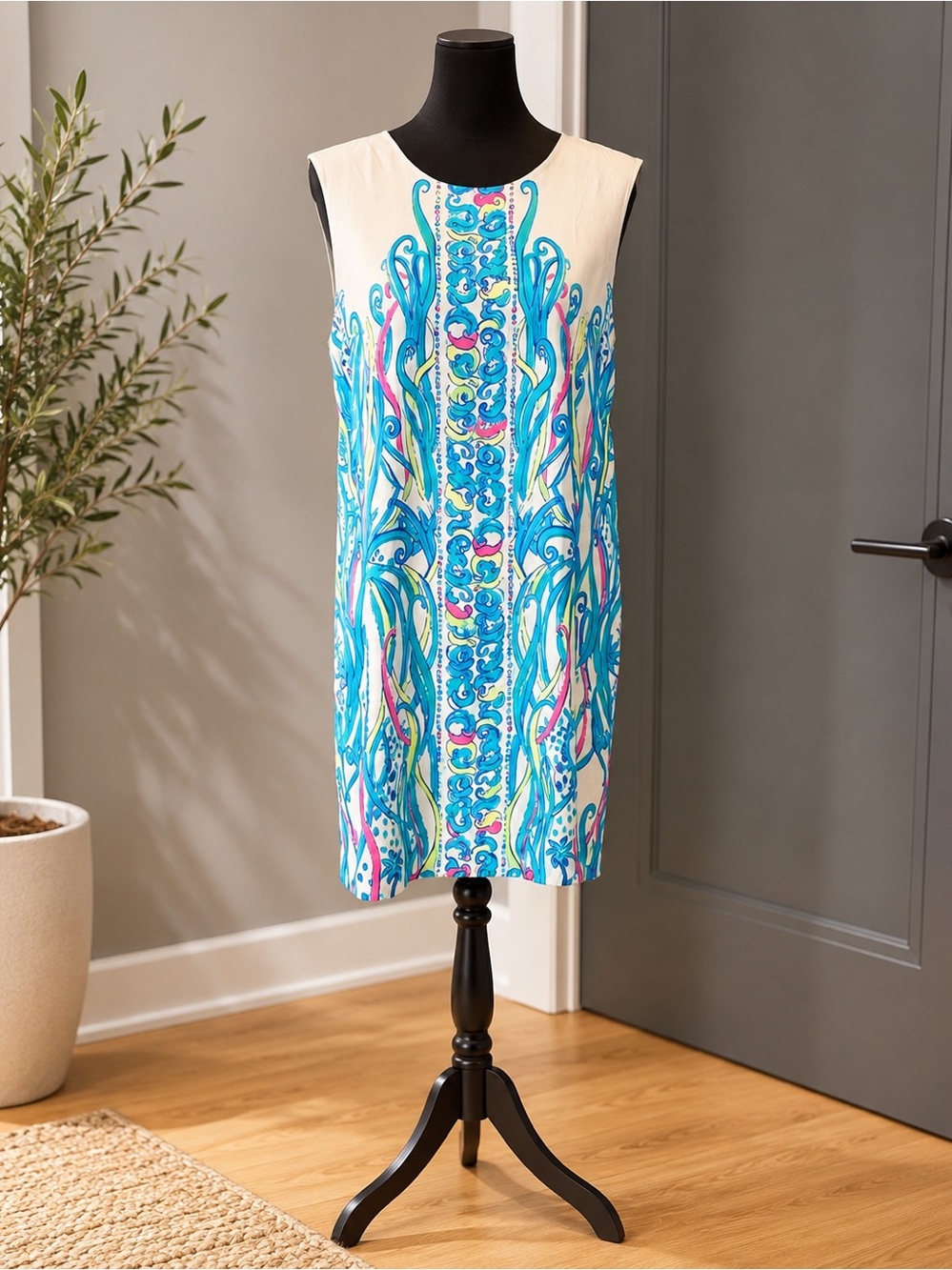 Lilly Pulitzer Iona Blue and White Silk Dress